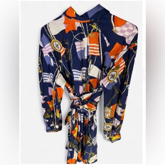 Maeve By Anthropologie Nautical Shirt Dress Mini  Womens XL
Navy gold Belt tie - Picture 8 of 15